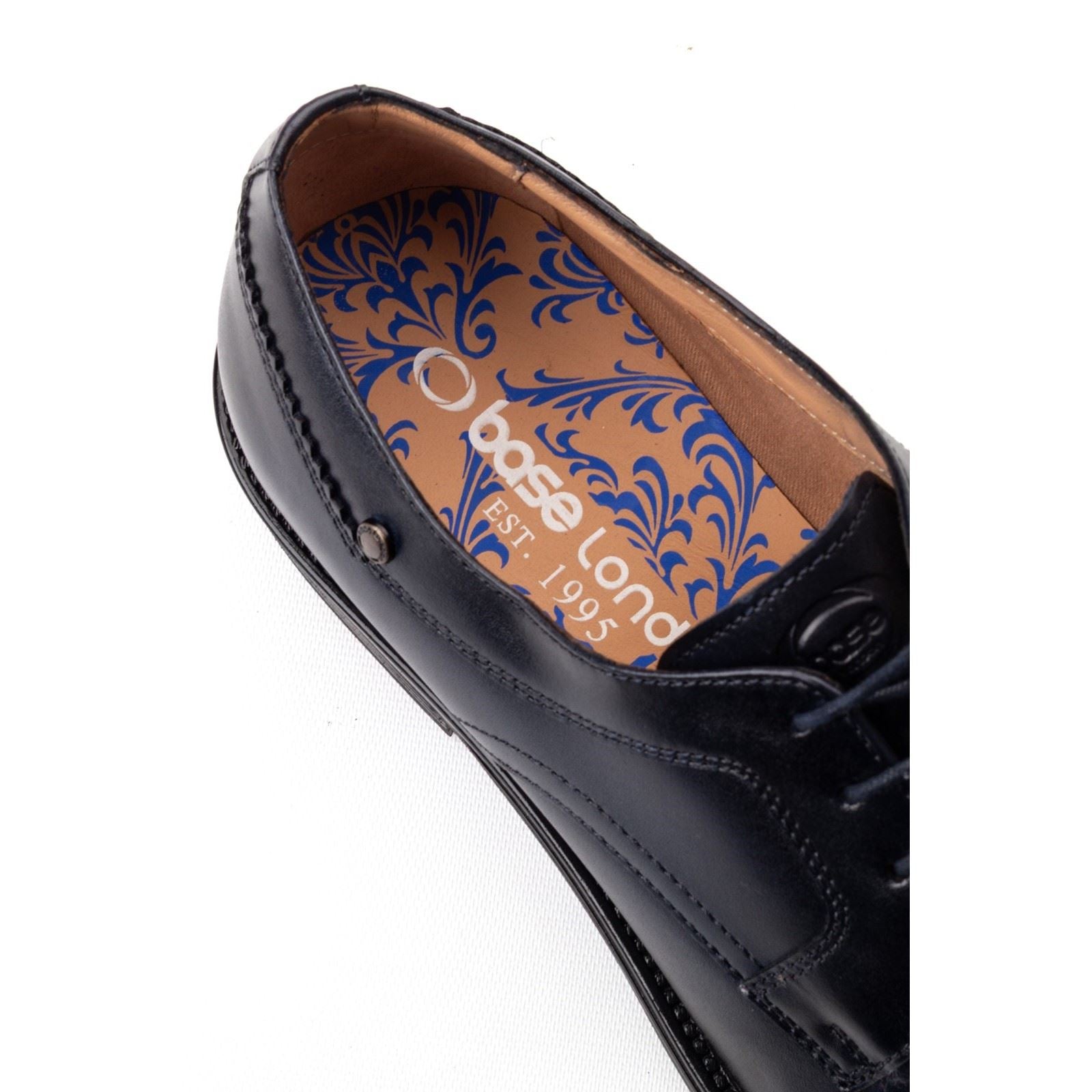 Base London Sleeve Leather Men's Navy Lace-Up Shoes