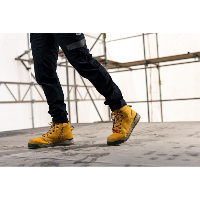 Hard Yakka 3056 Lace Zip Leather Wheat Safety Boots