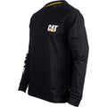 Caterpillar Trademark Banner Long Sleeve Cotton Men's Black T-Shirt