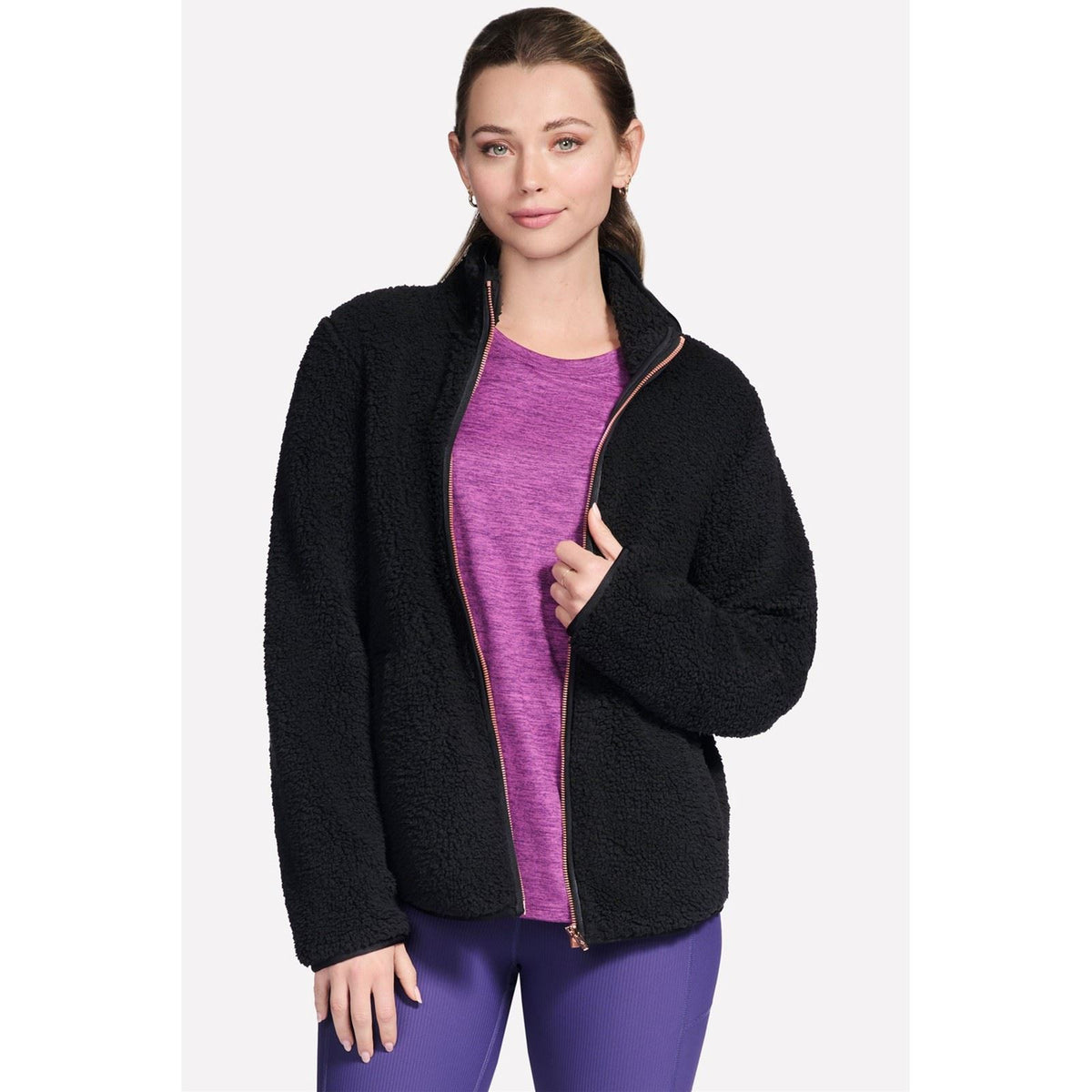 Skechers Skech-Sherpa Jacket Women's Black Fleece Jackets
