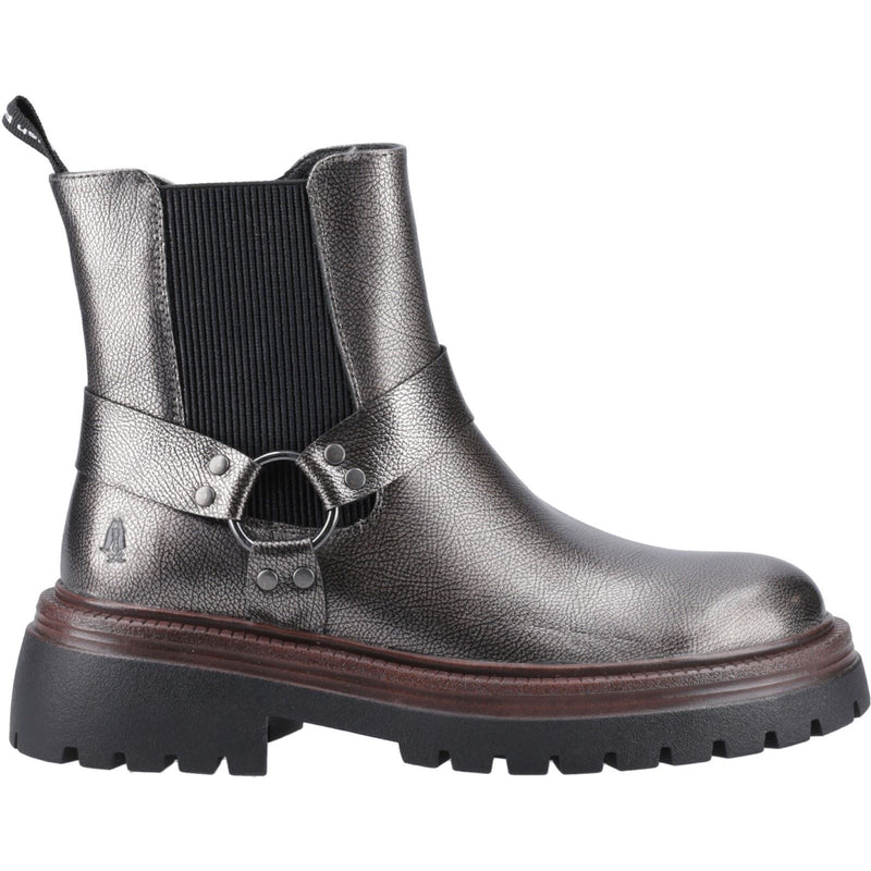 Hush Puppies Raye Leather Women's Pewter Flat Chelsea Boots