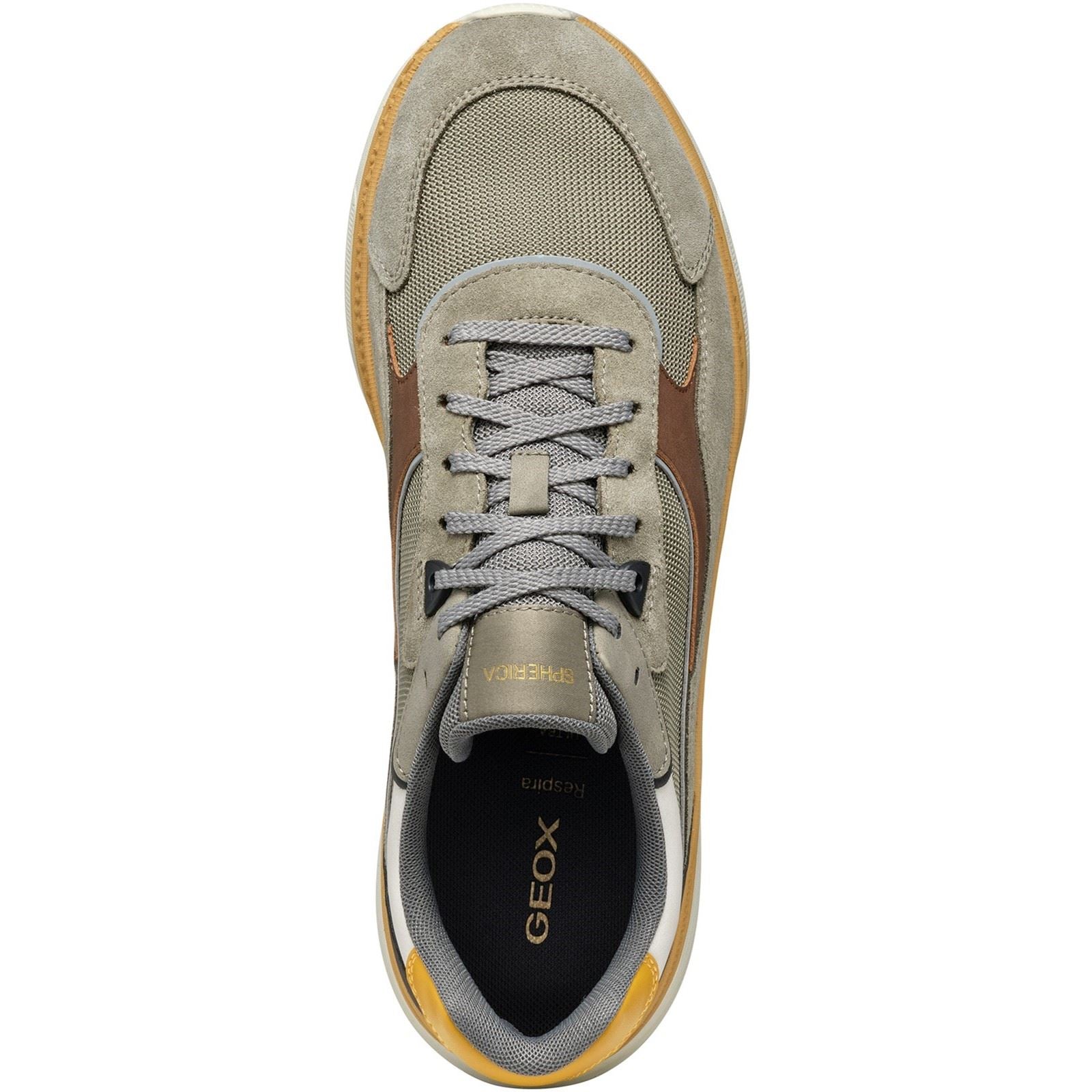 Geox U SPHERICA ACTIF X1 Synthetic Blend Men's Sage/Brown Trainers