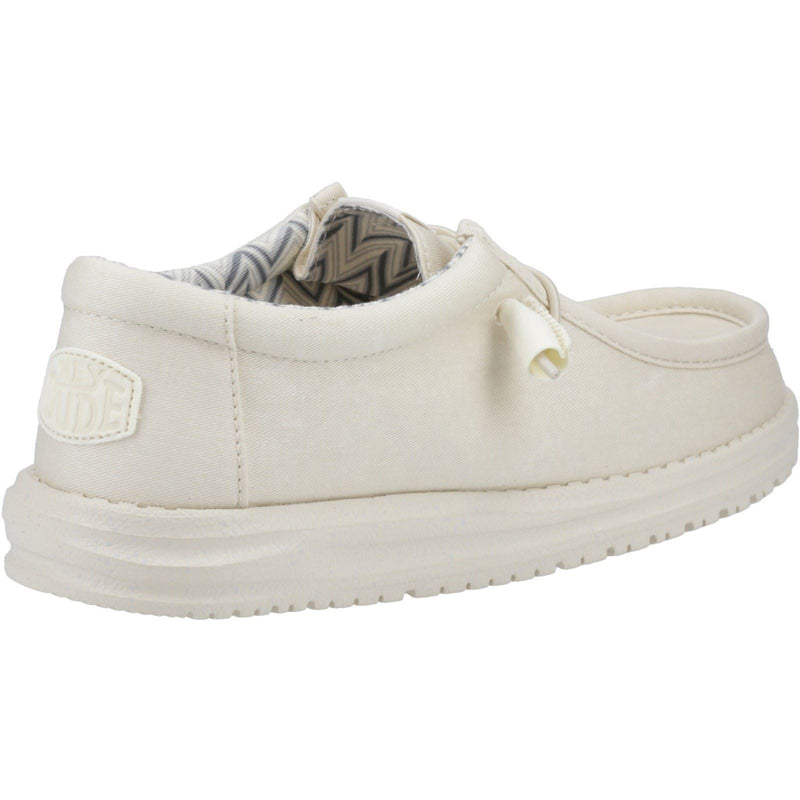 HEYDUDE Wally Canvas 100% Cotton Men's Stone White Boat Shoes