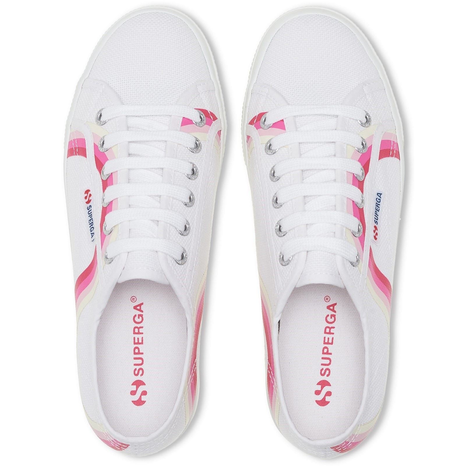 Superga 2790 Round Stripes Cotton Women's White/Shaded Blue Trainers