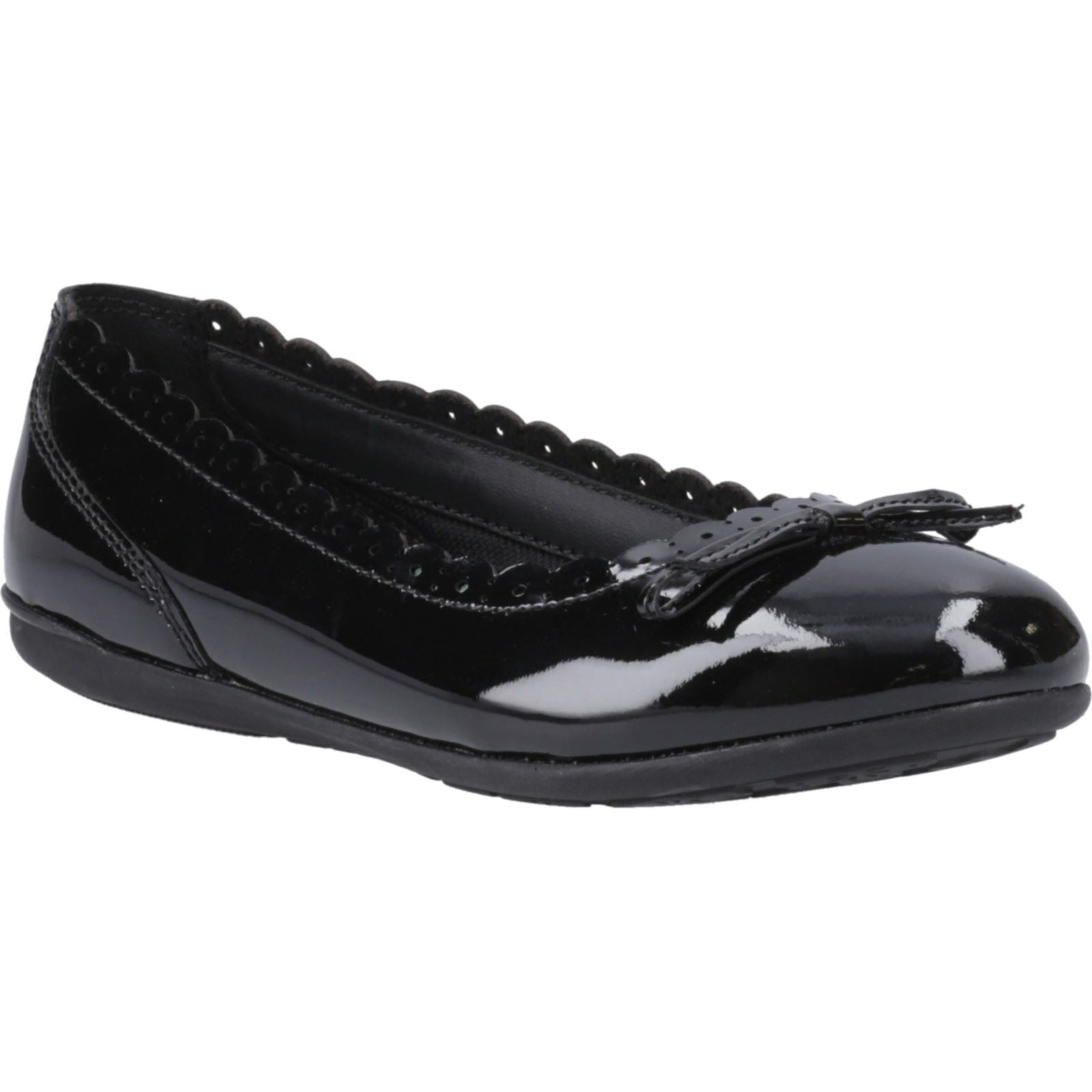 Hush Puppies Lillie Ballerina Patent Leather Youth Girl's Black Ballet Flats