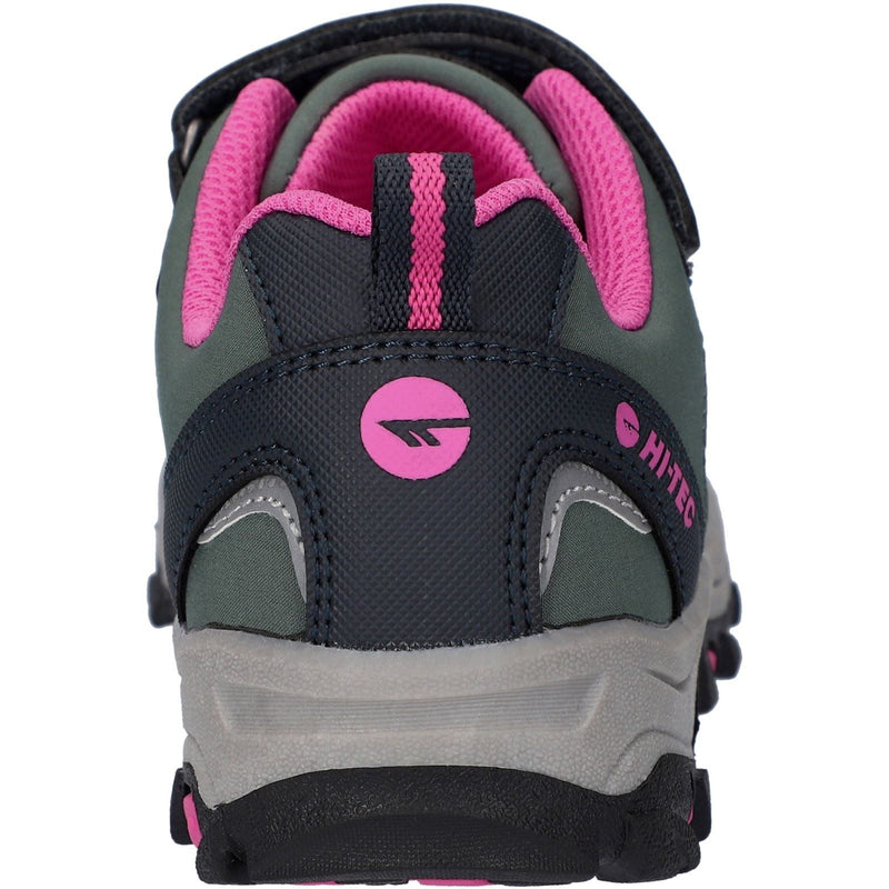 Hi-Tec Blackout Low Synthetic Soft Shell Junior Dark Forest/India Ink/Pink Hiking Boots