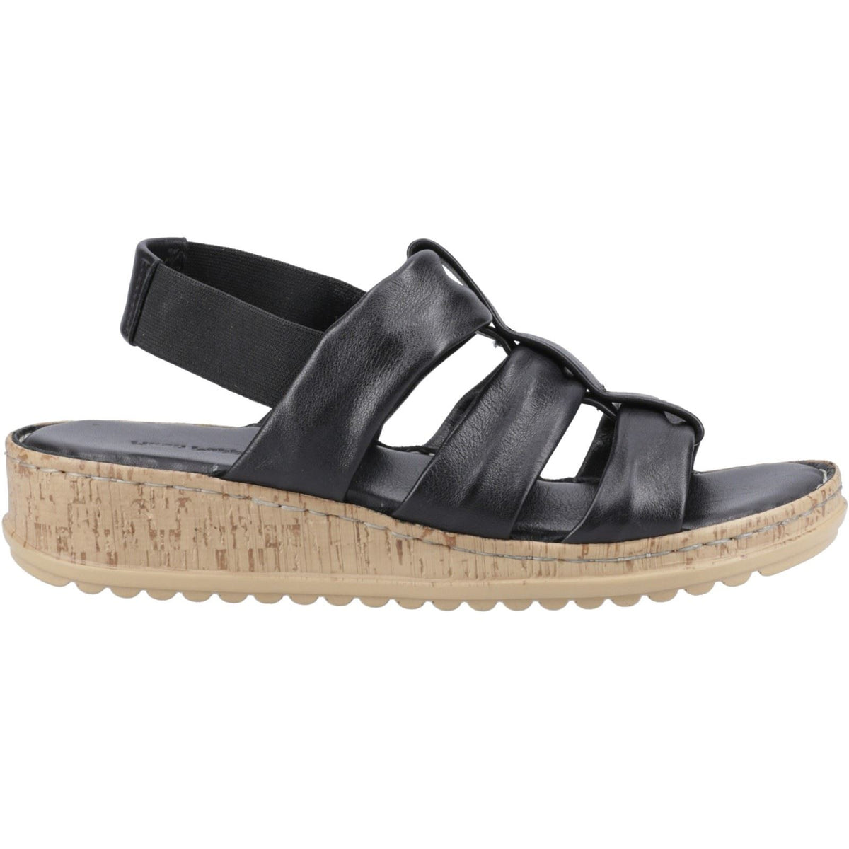 Hush Puppies Eden Wide Fit Leather Women's Black Sandals