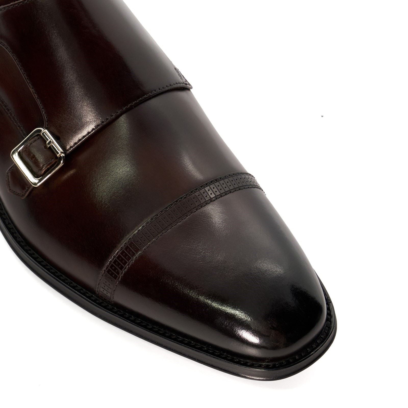 Dune Saloon Leather Men's Brown Double Monk Shoes