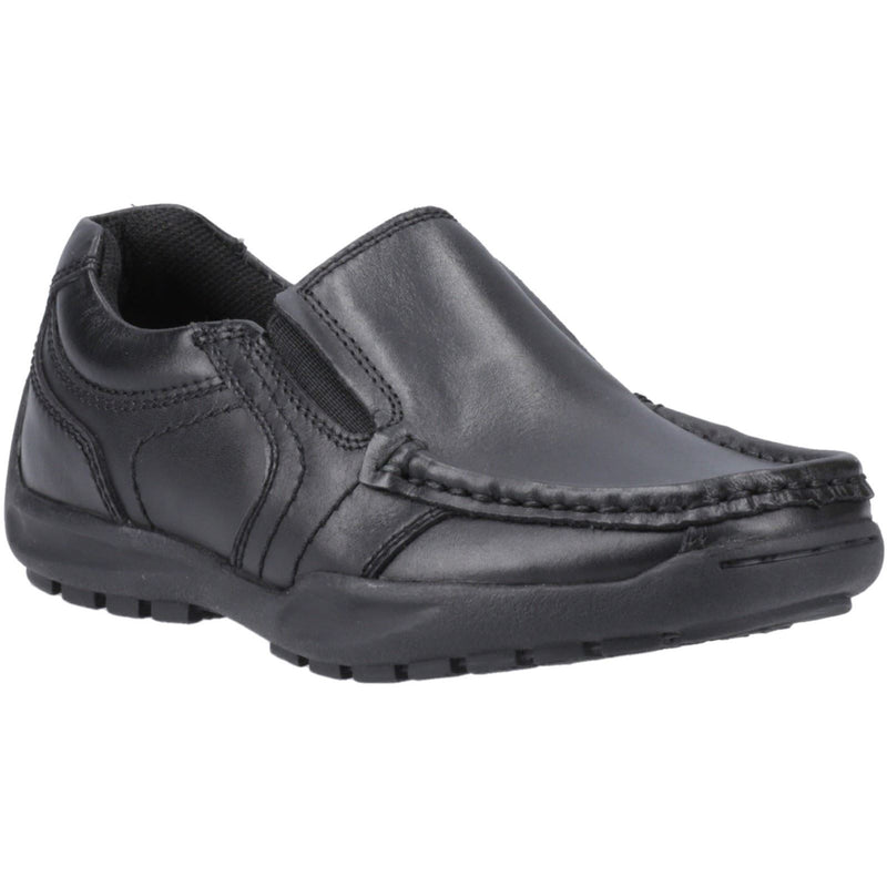 Hush Puppies Morgan Leather Youth Boy's Black Loafers
