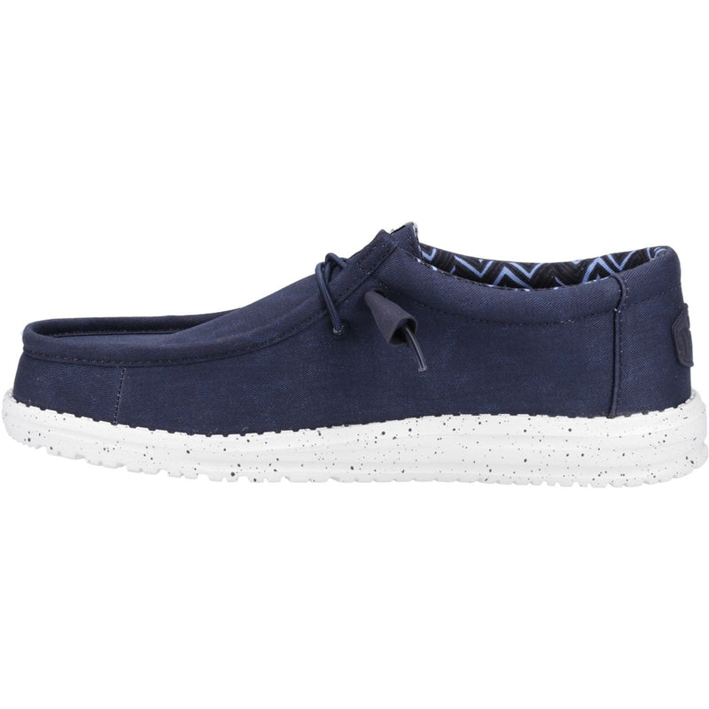 HEYDUDE Wally Canvas 100% Cotton Men's Navy Boat Shoes