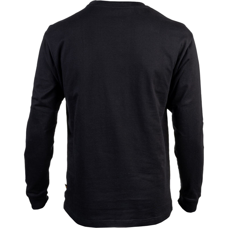 Caterpillar Trademark Banner Long Sleeve Cotton Men's Black T-Shirt