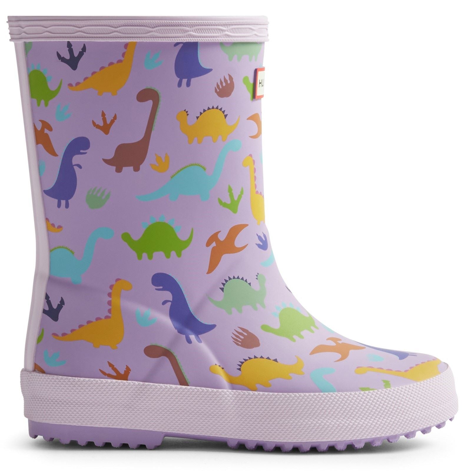 Hunter Kids Dinosaur Boot Rubber Purple Dinosaur Wellington Boots