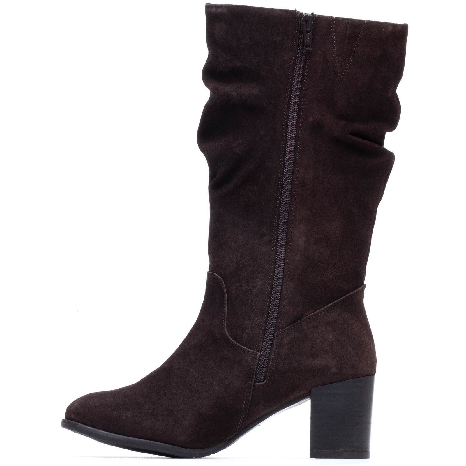 Hush Puppies Cosima Suede Women's Chocolate Heeled Knee High Boots