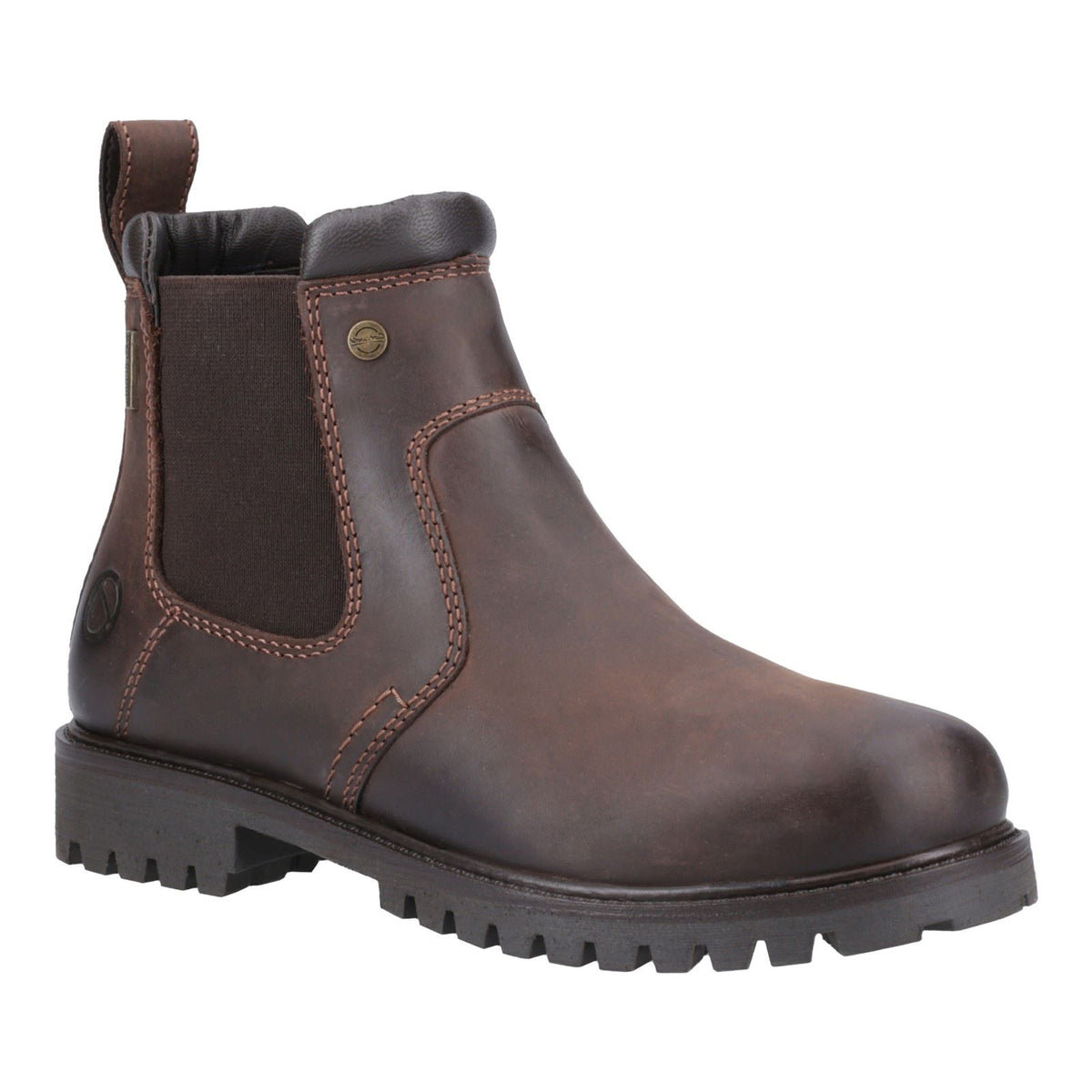 Cotswold Pamington Leather Women's Brown Flat Chelsea Boots