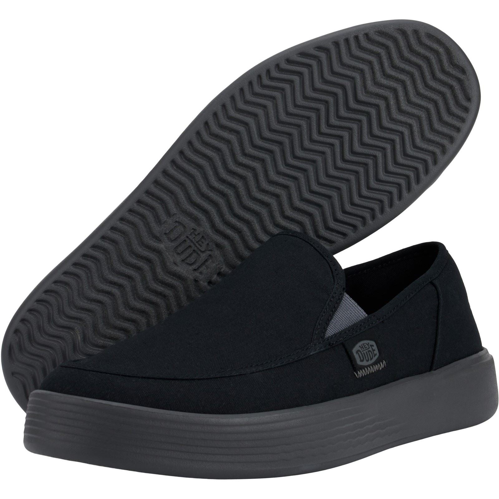 HEYDUDE Sunapee Canvas 100% Cotton Men's Black/Charcoal Loafers