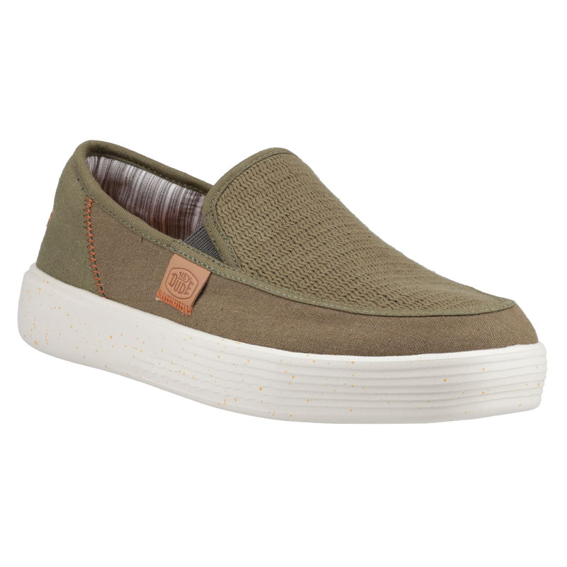 HEYDUDE Sunapee Coastline Cotton Blend Men's Olive Loafers