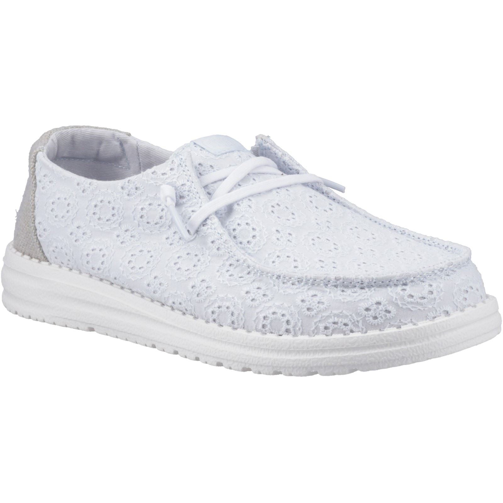 HEYDUDE Wendy Eyelet Lace Cotton Blend Women's Ancient Blue Moccasins Shoes