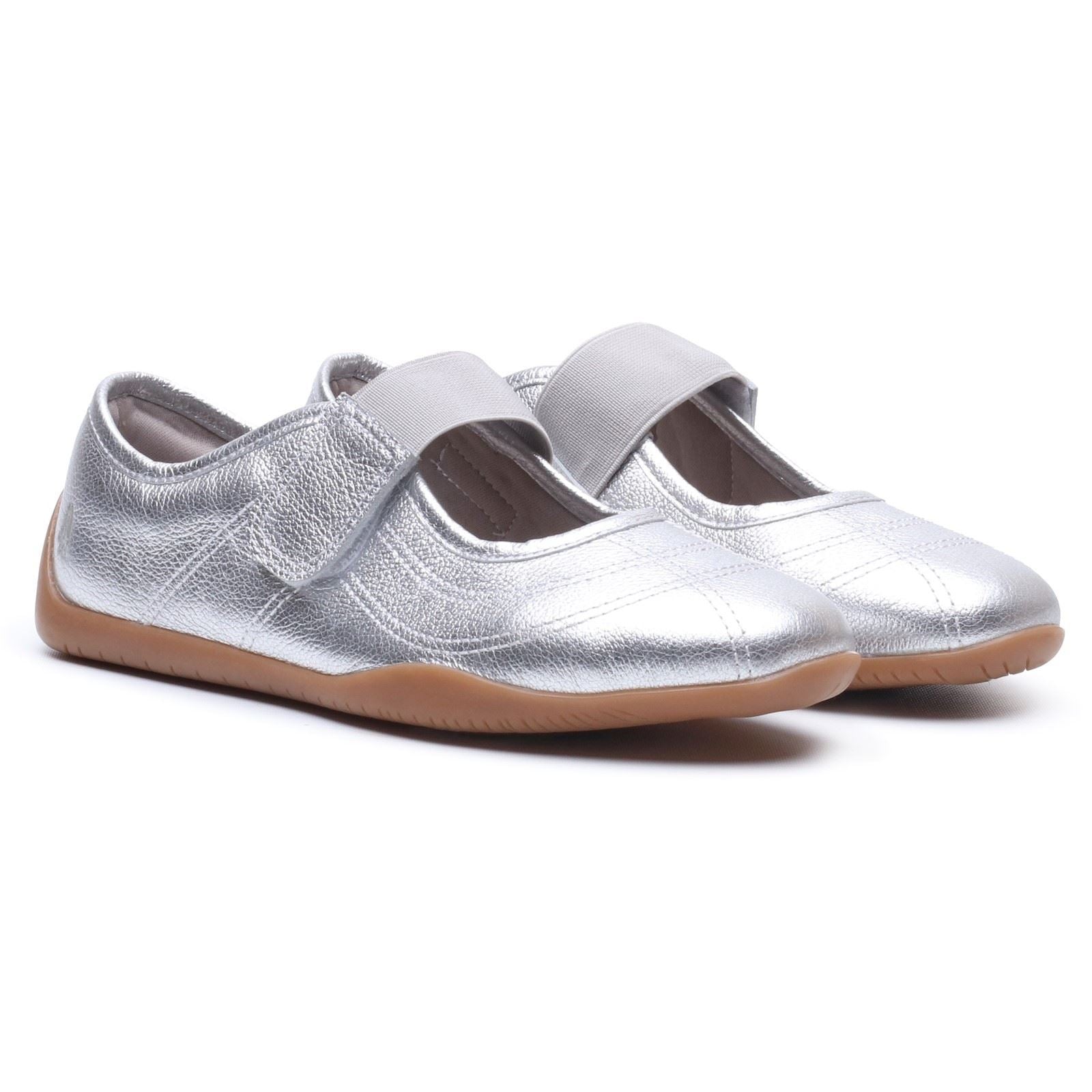 Hush Puppies Juno Sneakerina Leather Women's SILVER Flats