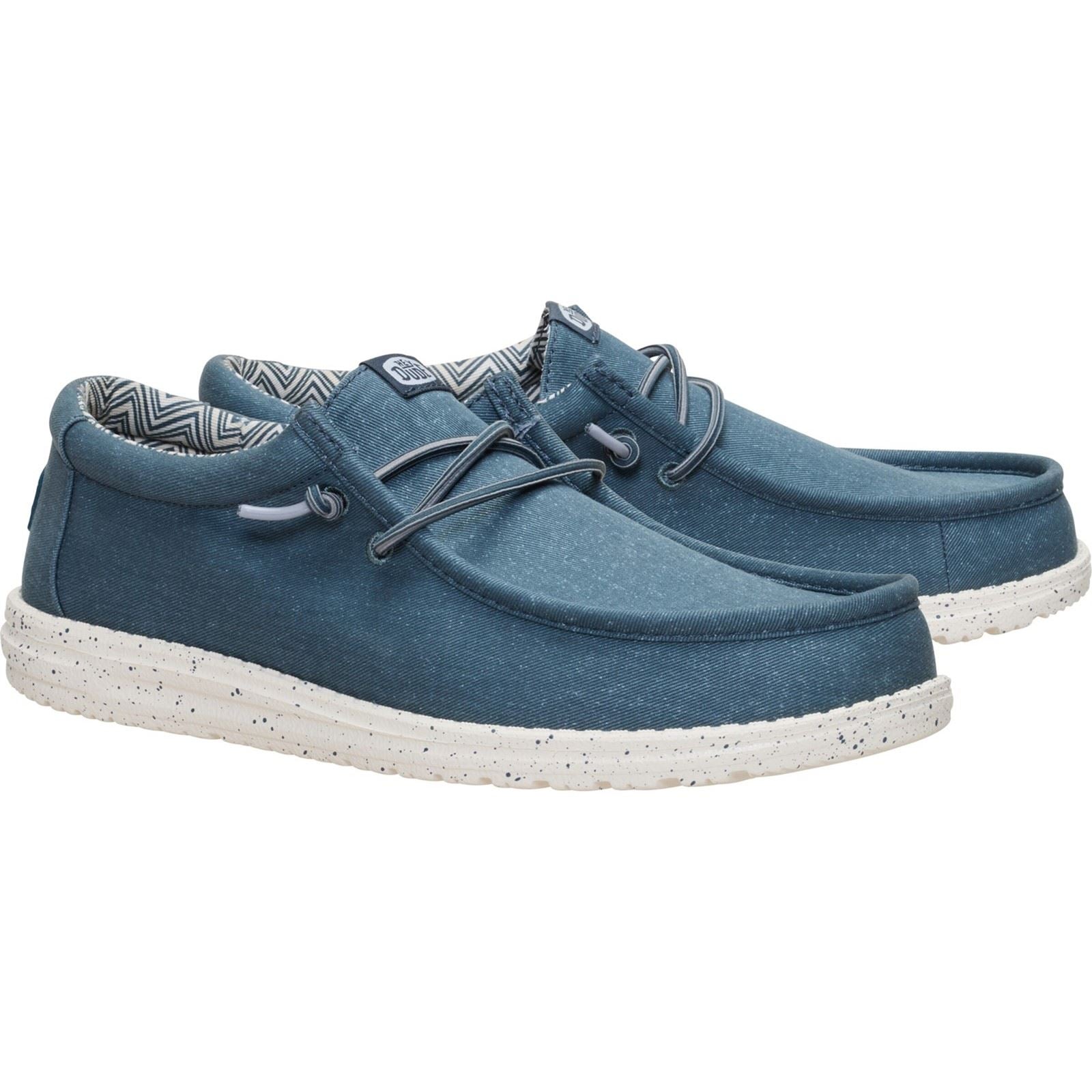 HEYDUDE Wally Stretch Cotton Men's Dark Slate Moccasins Shoes