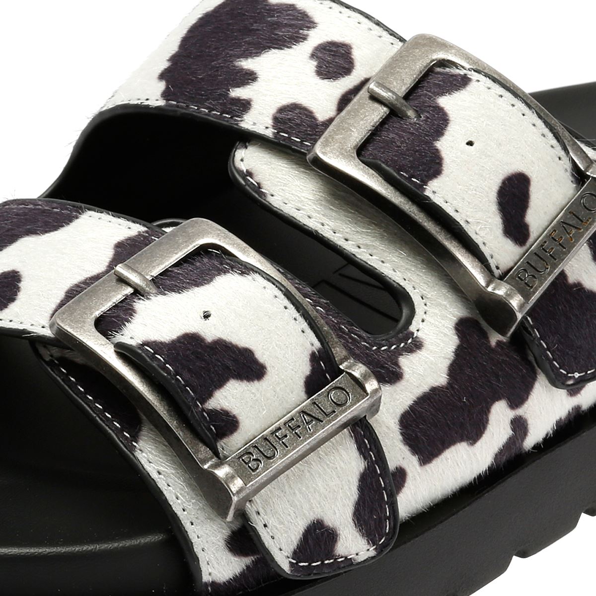 Buffalo Raya Ari Women's Black/White Cow Sandals