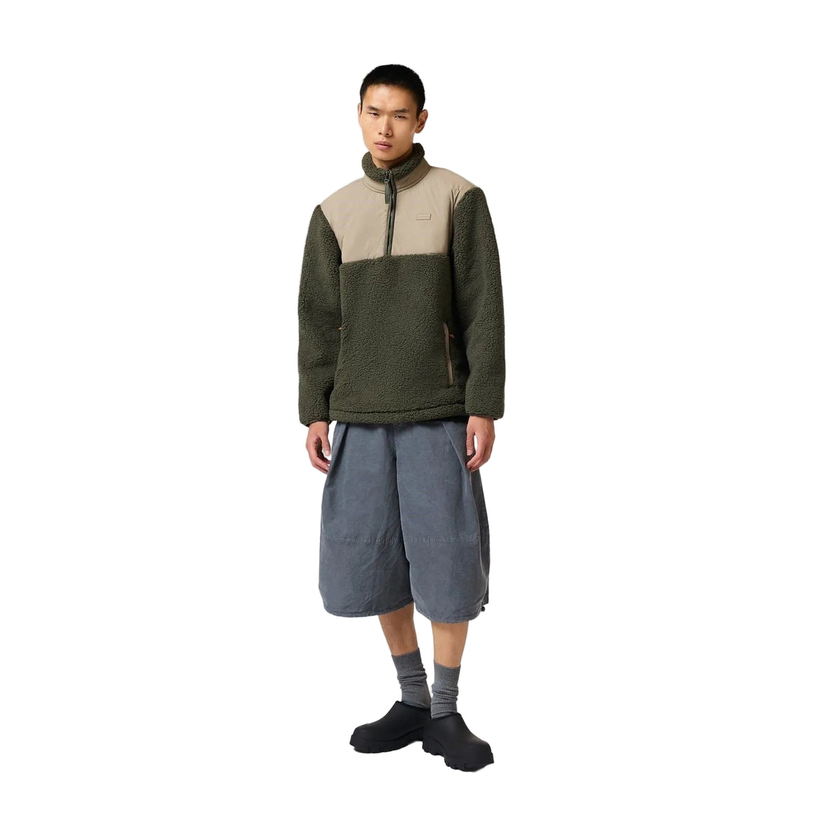 Hunter Elements 1/4 Zip Borg Fleece Polyester Men's Green Fleece Pullover