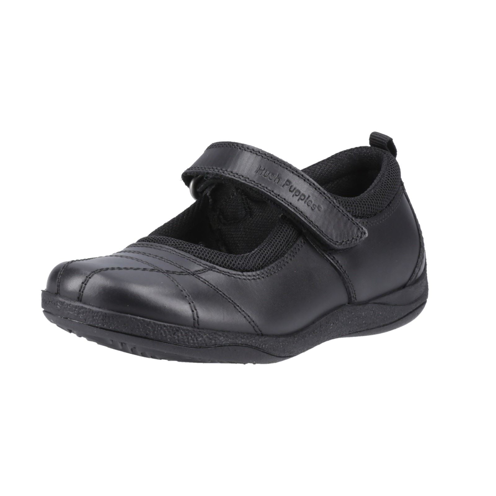 Hush Puppies Clara Junior Girls Black Leather Shoes