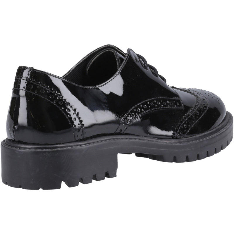 Hush Puppies Athena Patent Leather Junior Black Brogues