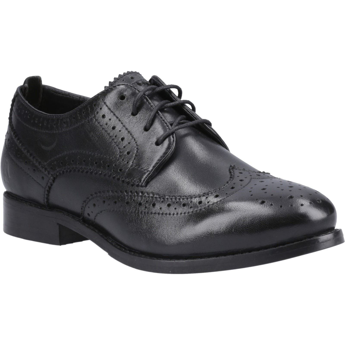 Hush Puppies Natalia Leather Women's Black/Black Brogues Shoes