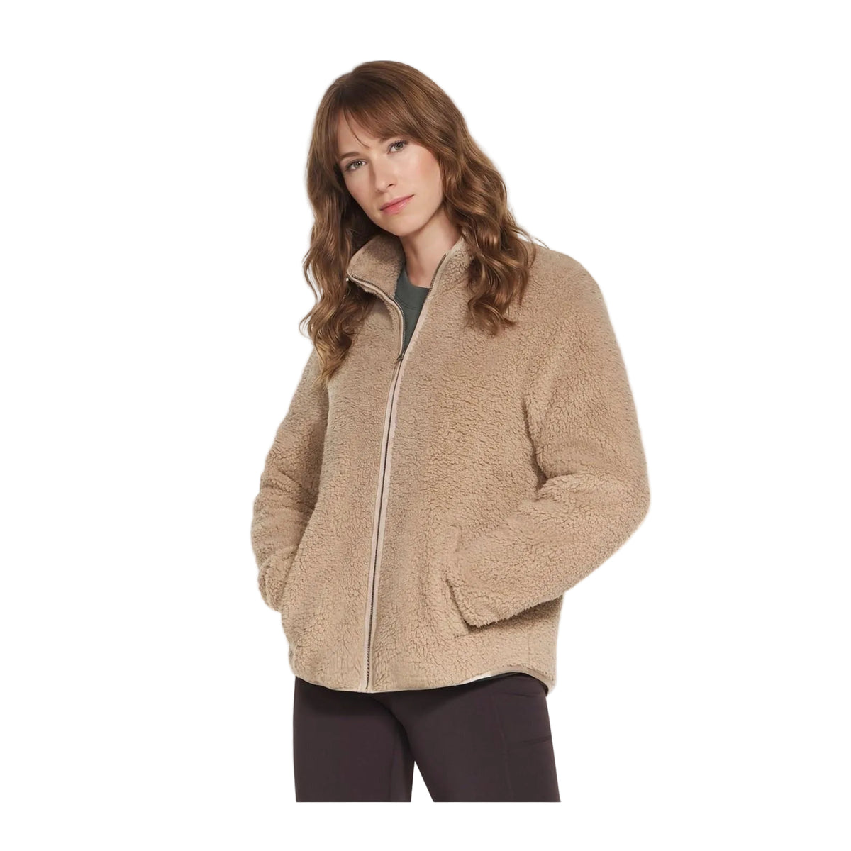 Skechers Skech-Sherpa Jacket Women's Taupe Fleece Jackets