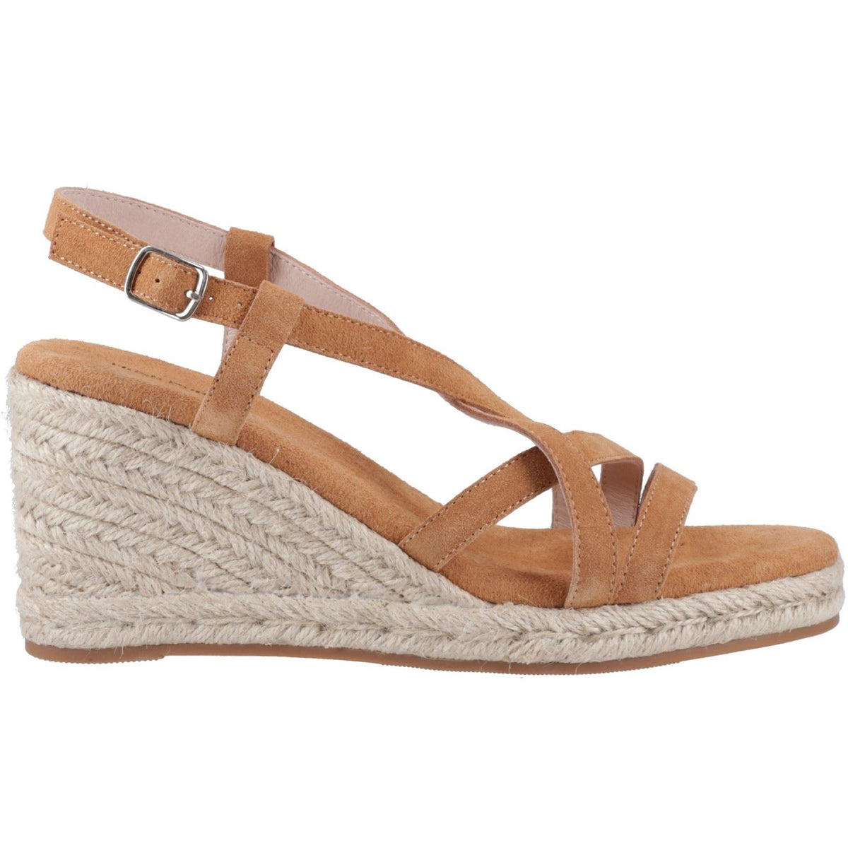 Hush Puppies Jenny Espadrille Wedge Suede Women's Tan Wedges