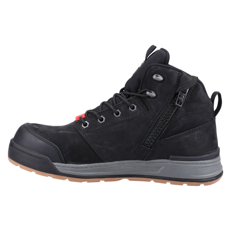 Hard Yakka 3056 Lace Zip Leather Black Safety Boots
