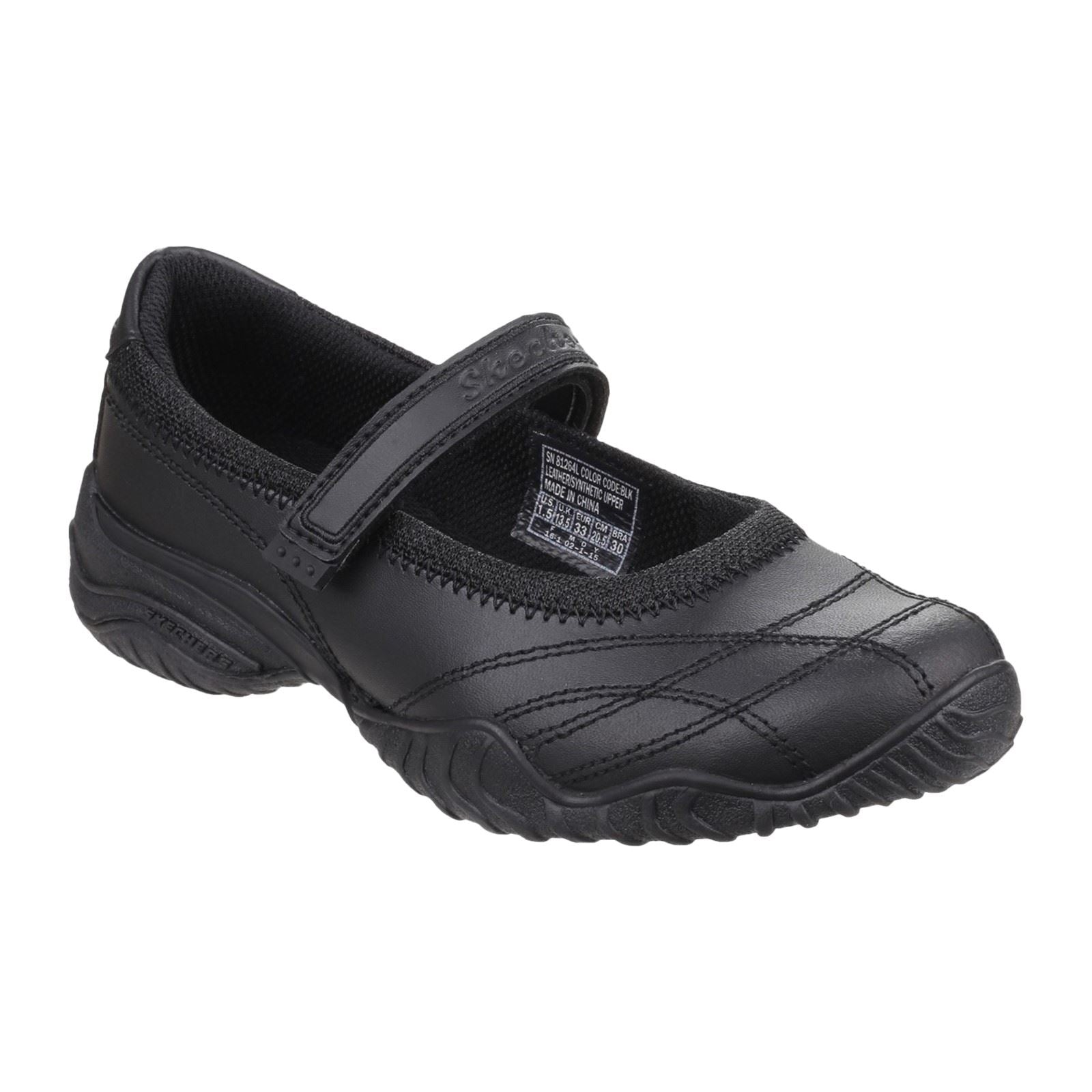 Skechers Velocity Pouty Leather Junior Black Shoes