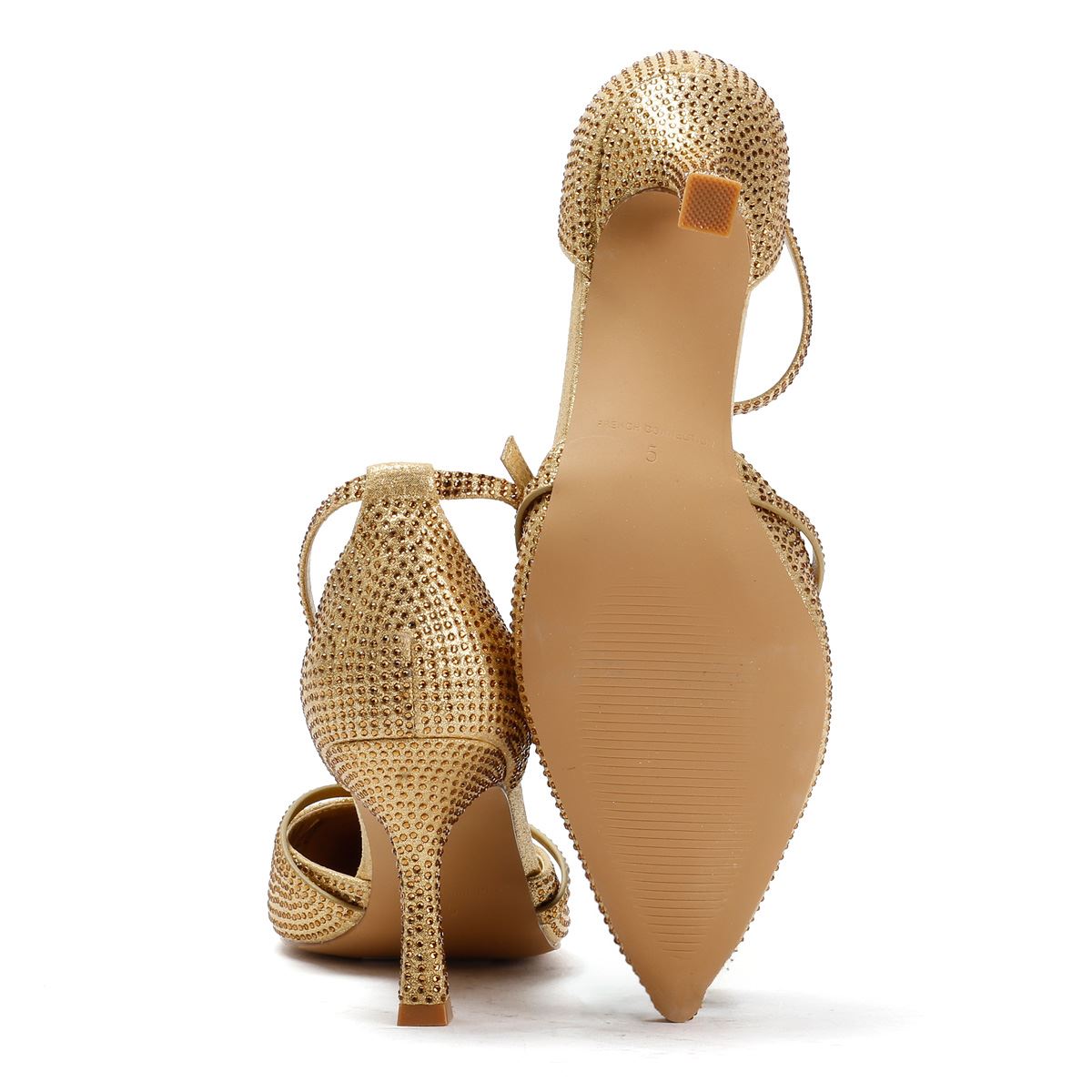 French Connection Nina Rhinstone Stilleto Women's Gold Heels
