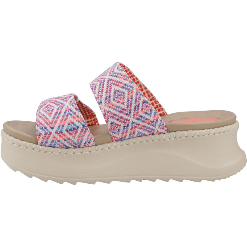 HEYDUDE Delray Slide Surf Baja Synthetic Blend Women's Blue/Pink/Multi Sandals