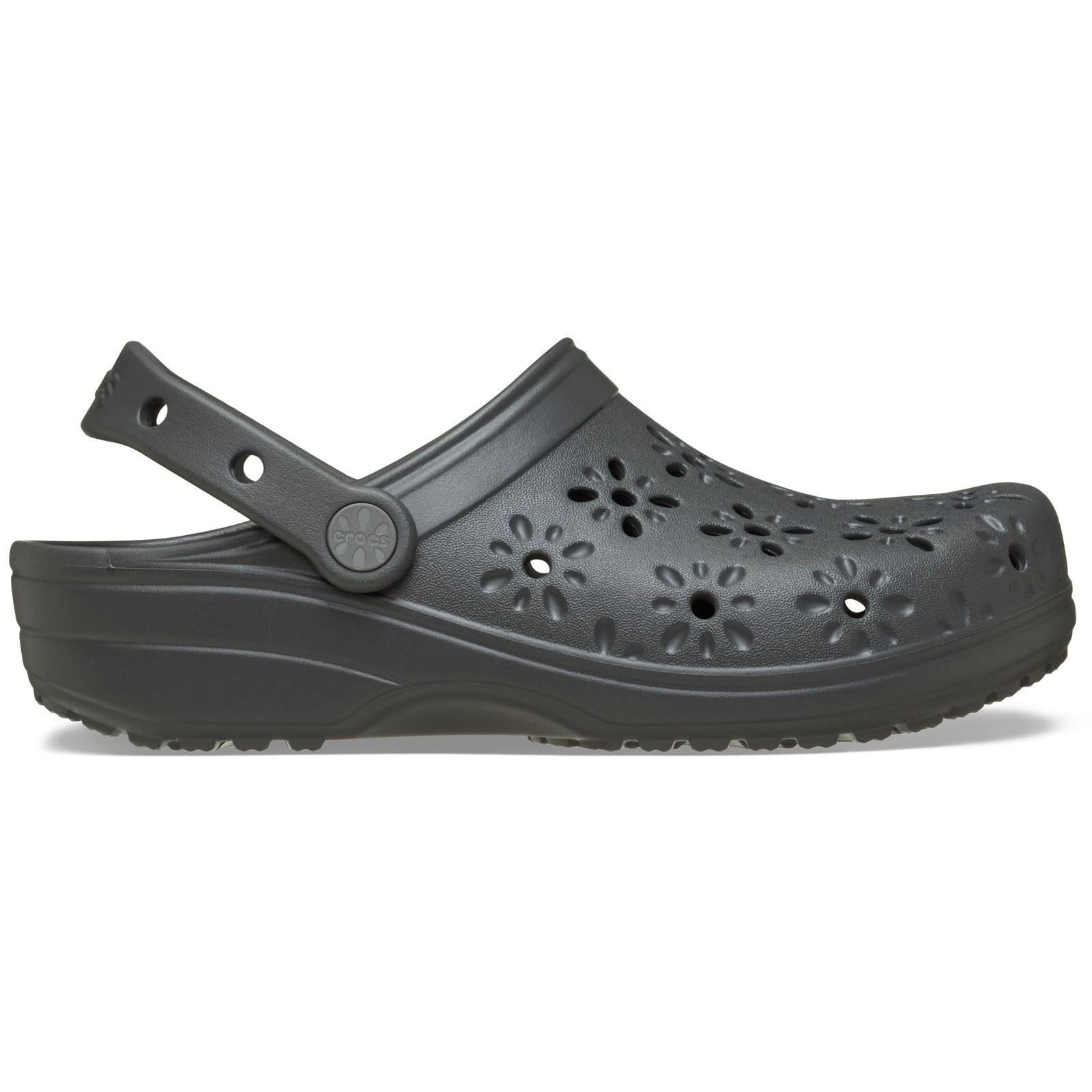 Crocs Classic Floral Cut Out Synthetic Black Sand Clogs