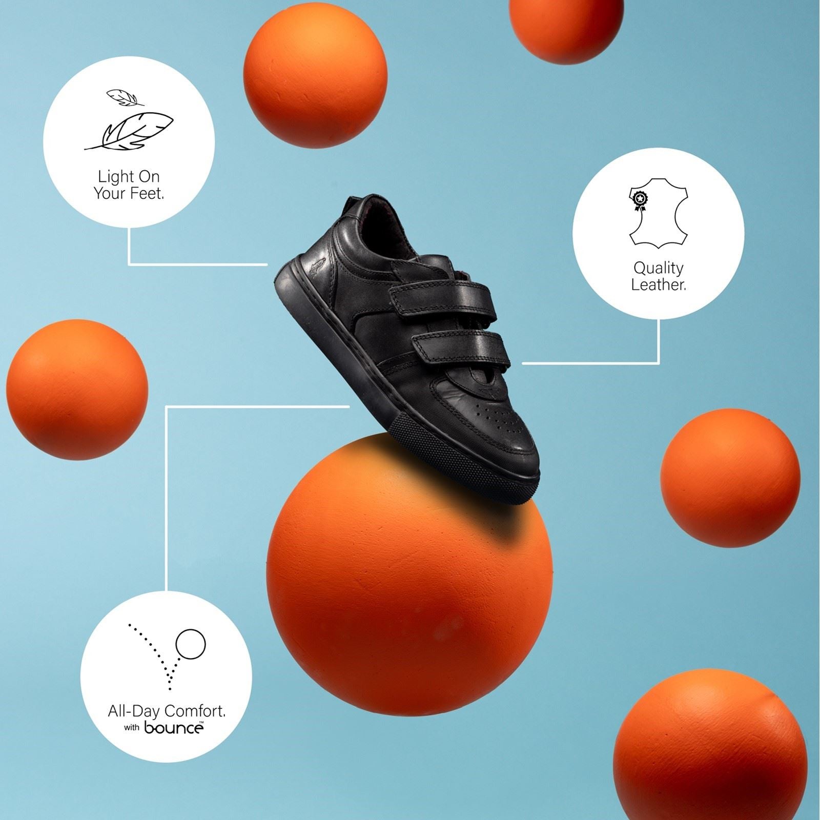 Hush Puppies Daxton Leather Boy's Black Trainers