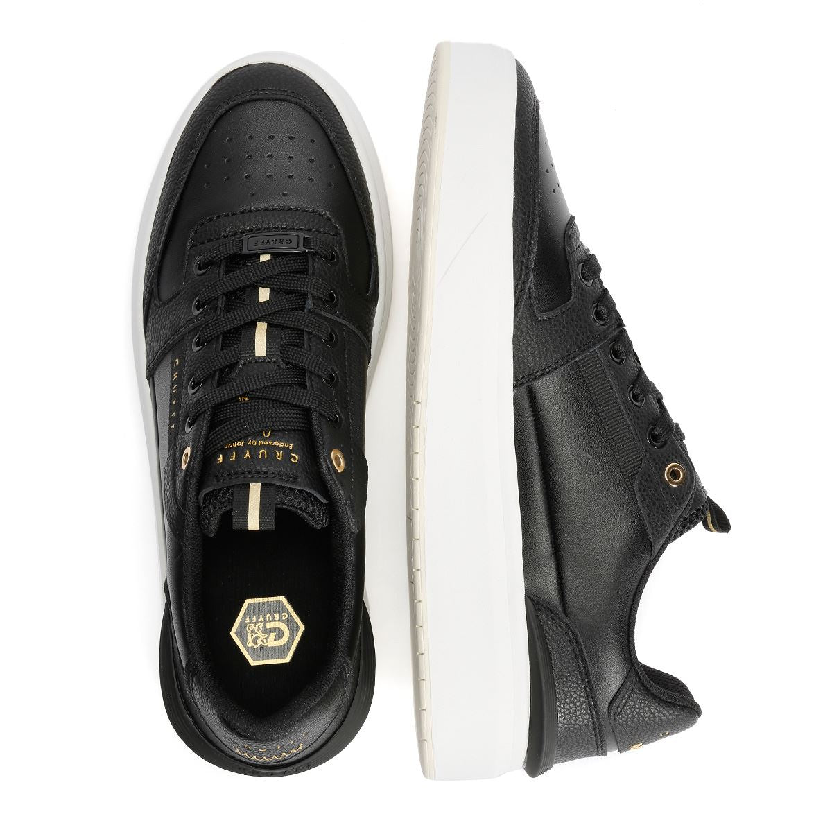 Cruyff Endorsed Tennis Leather Men's Black/Gold Trainers