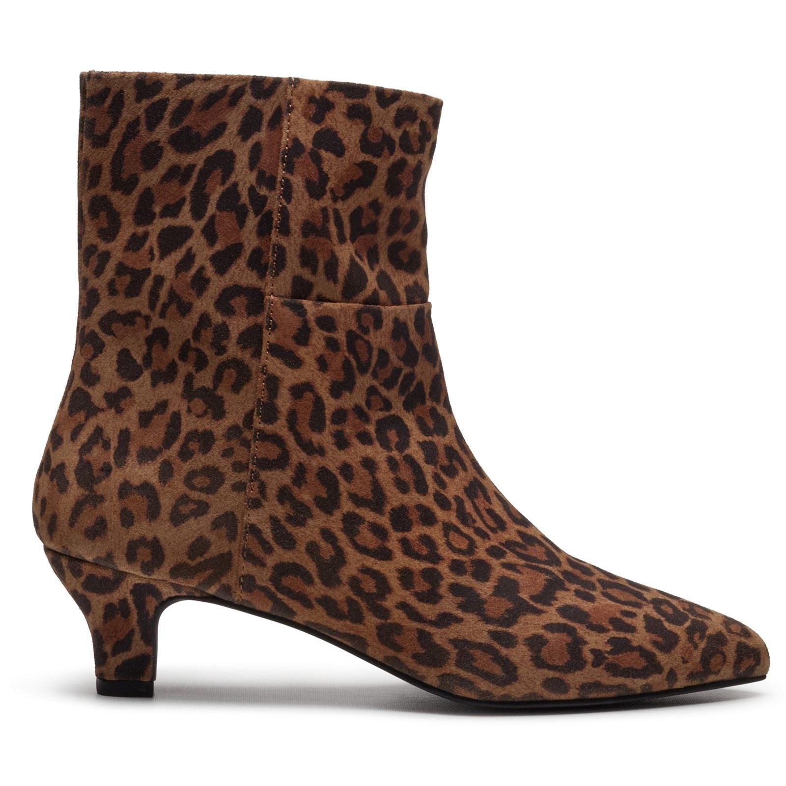 Hush Puppies Nahla Heel Leather Women's Leopard Heeled Ankle Boots