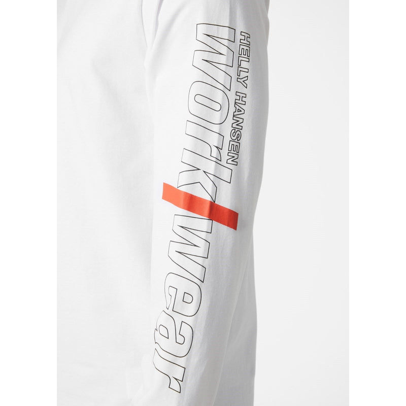 Helly Hansen Workwear Logo Longsleeve Cotton Men's White T-Shirt