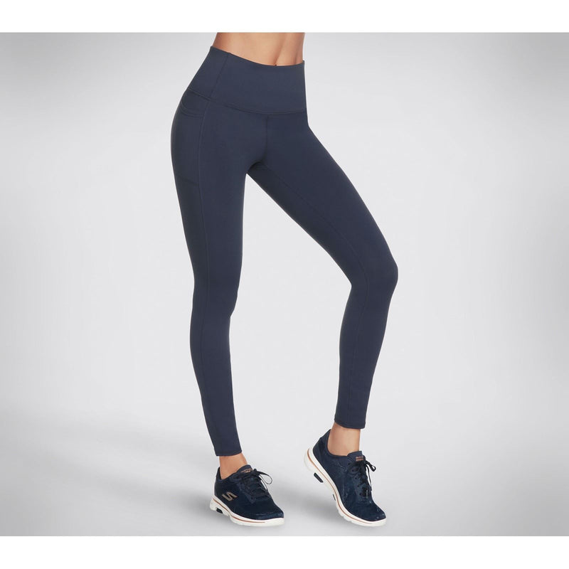 Skechers Performance GOWALK Wear High Waisted Nylon Women's Blue Sports Leggings
