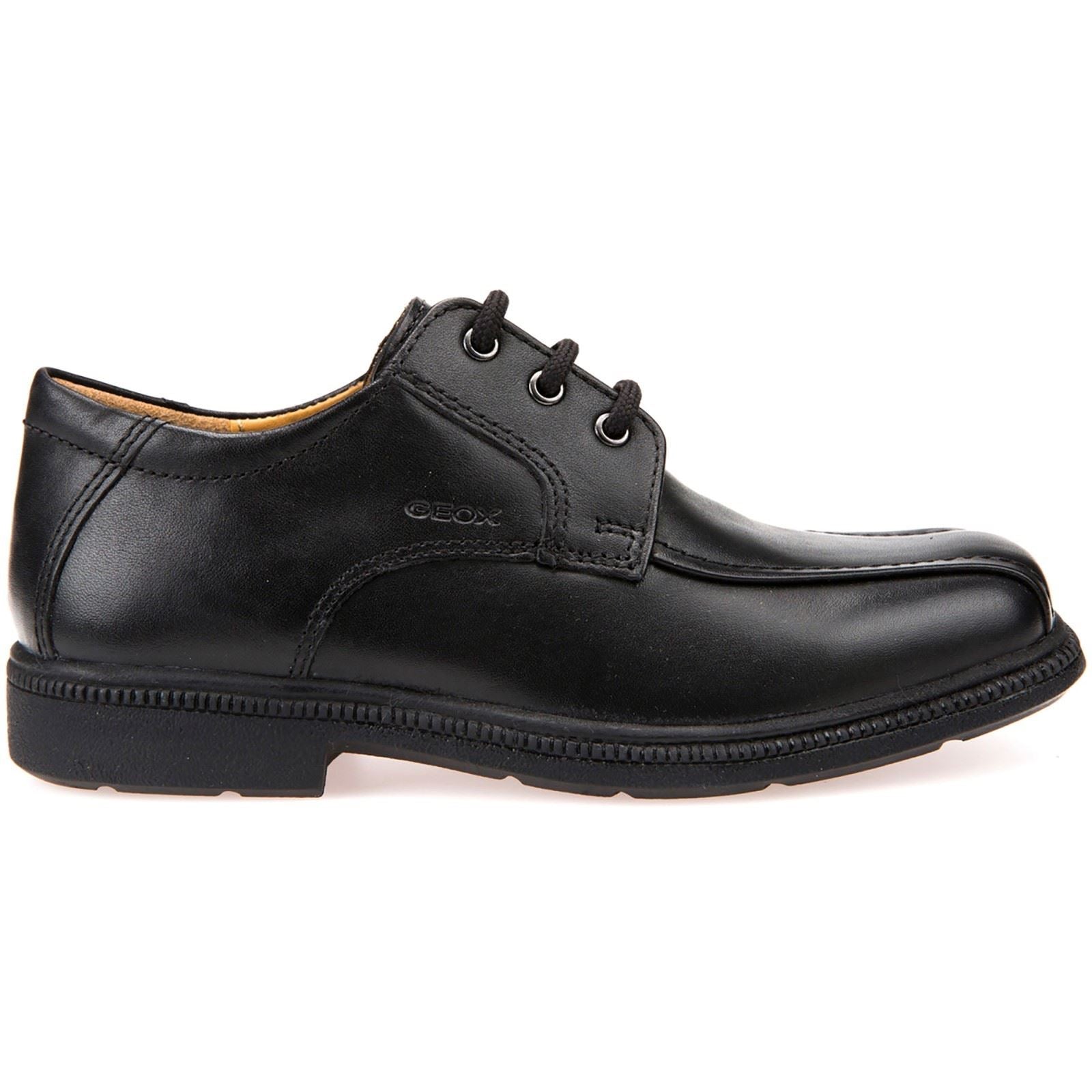 Geox J Federico H Leather Black Lace-Up Shoes