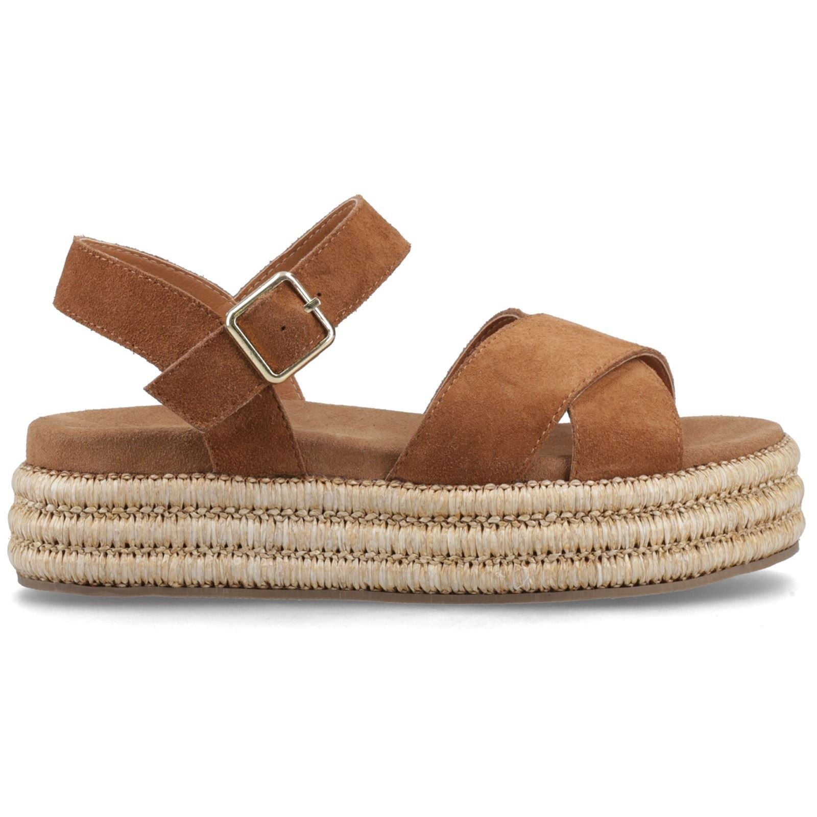 Hush Puppies Rosa Rafia Sandal Leather Women's Tan Sandals