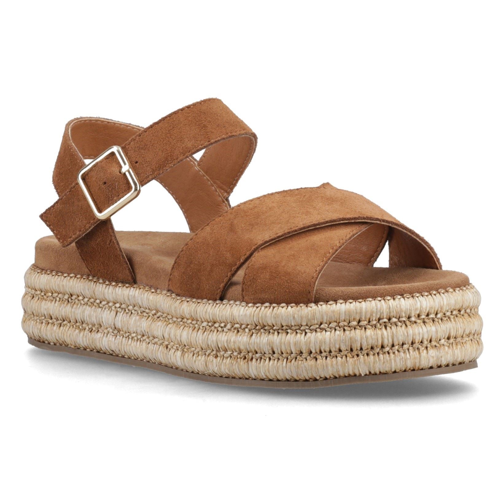Hush Puppies Rosa Rafia Sandal Leather Women's Tan Sandals