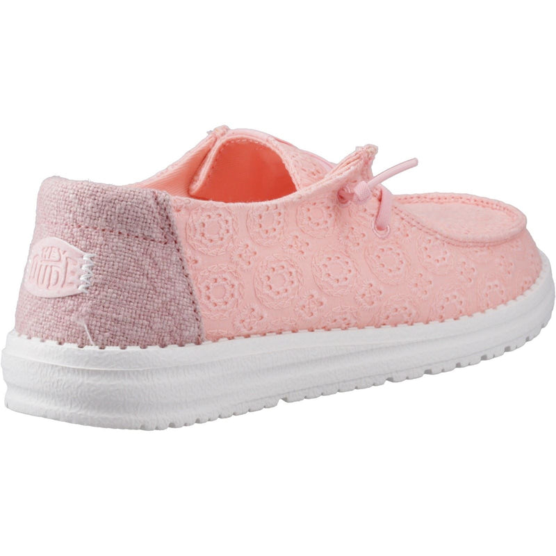 HEYDUDE Wendy Eyelet Lace Cotton Blend Women's Pale Pink Moccasins Shoes
