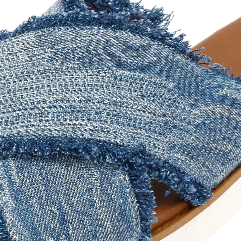 TOMS Mae Crossover Denim Women's Fray Dark Sky Sandals