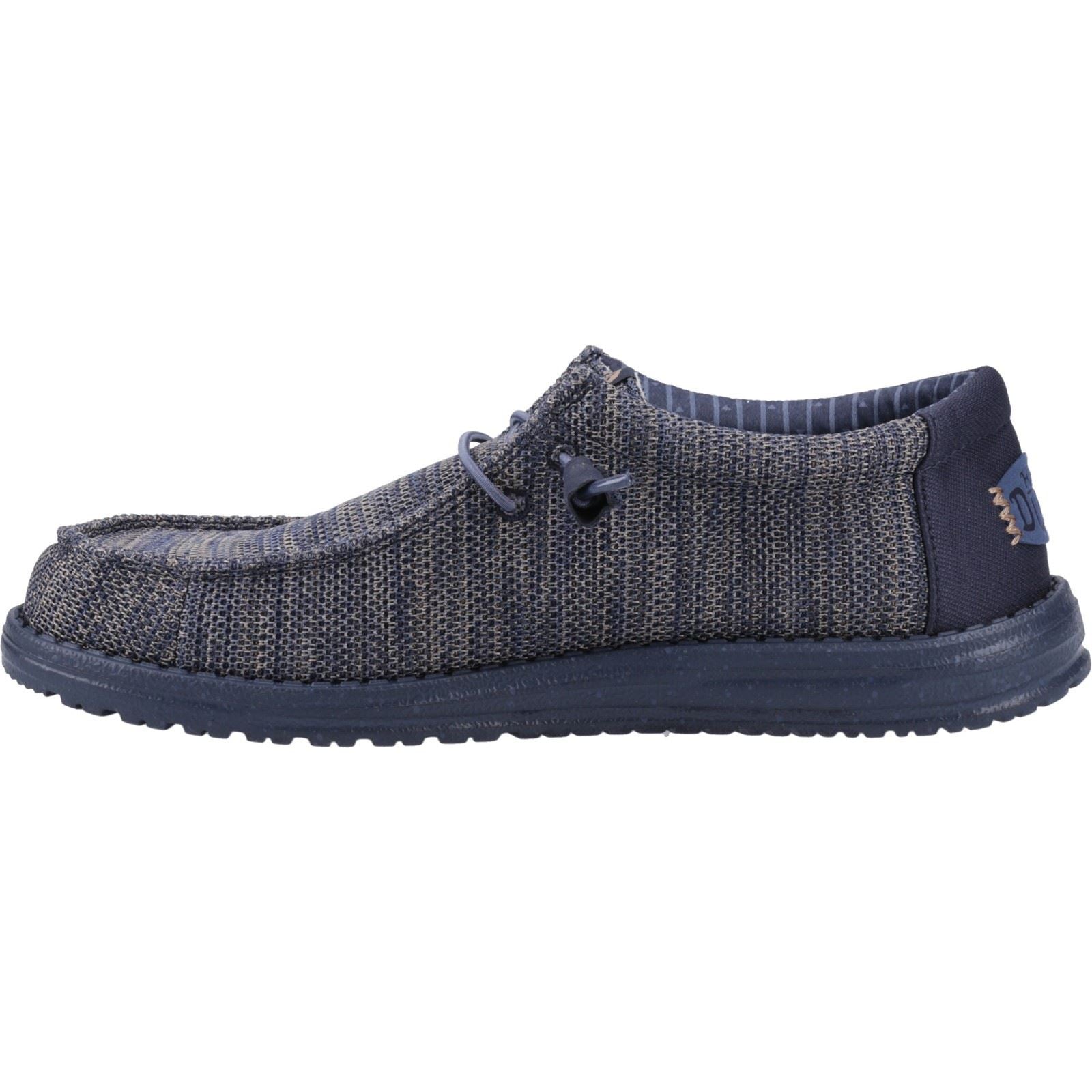 HEYDUDE Wally Stretch Mesh Synthetic Men's Navy Blazer Moccasins Shoes