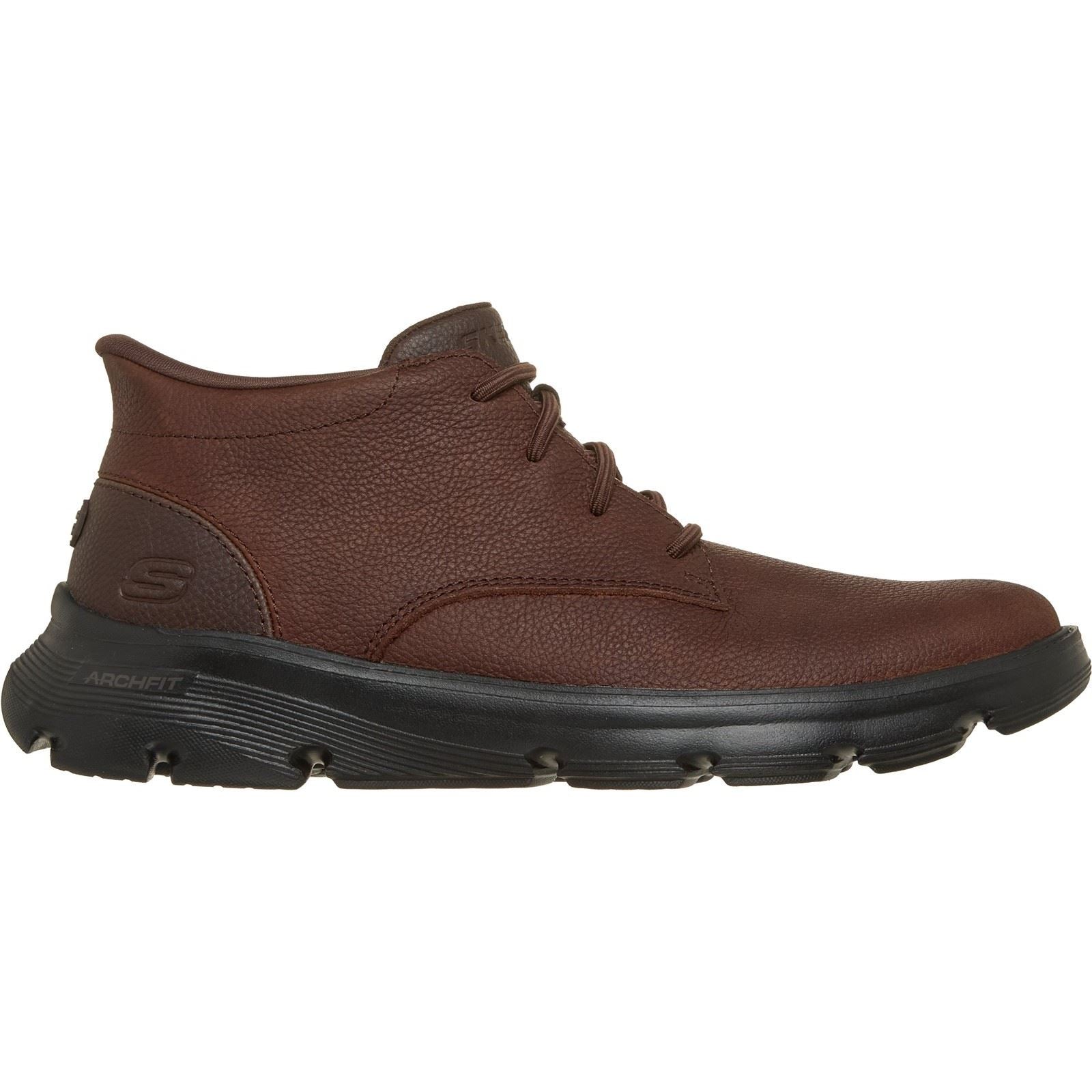 Skechers Arch Fit Garza Ridley Leather Men's Brown Ankle Boots