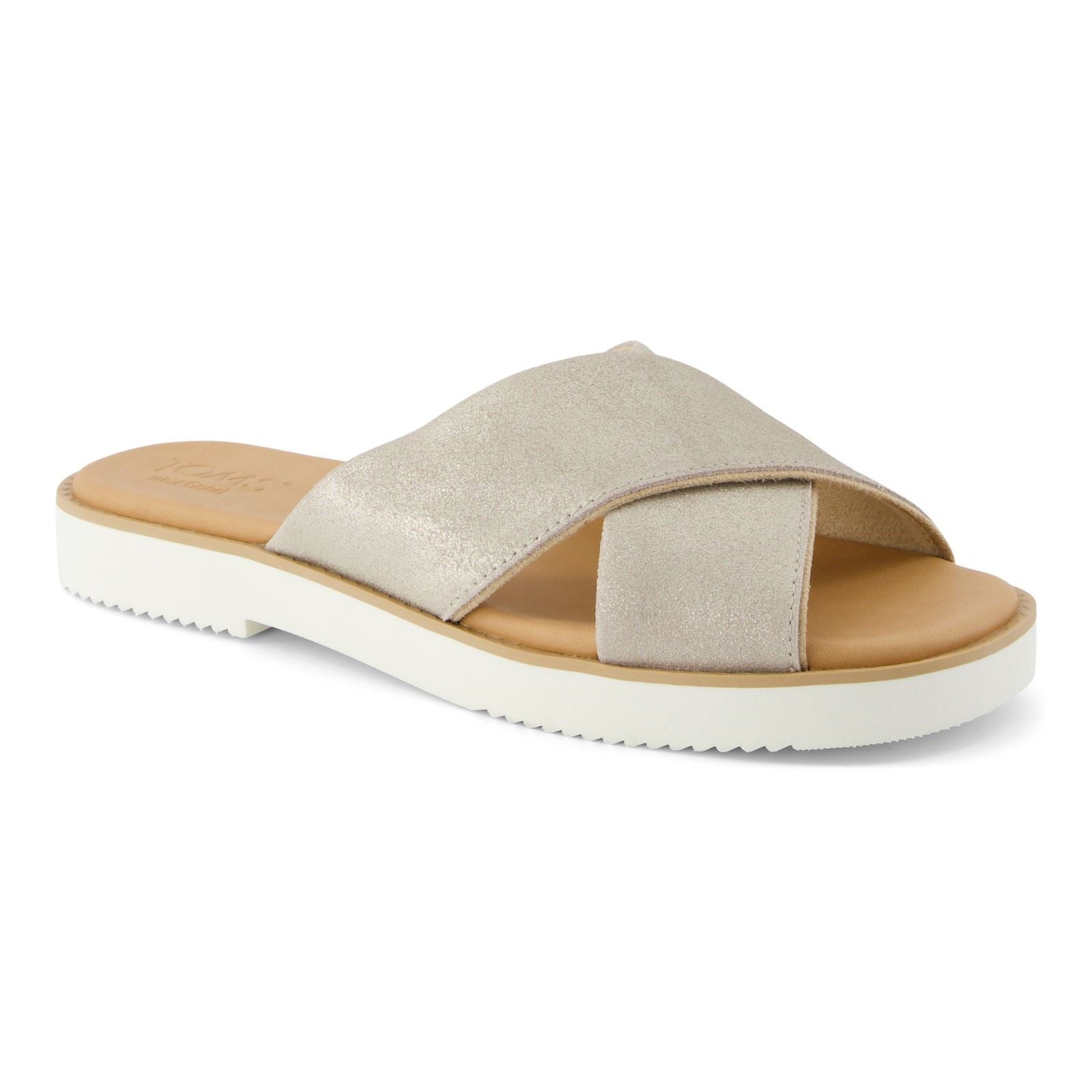 TOMS Mae Crossover Leather Women's Champagne Sandals