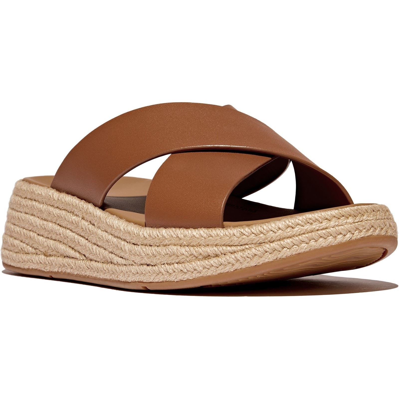 Fitflop F-Mode Cross Slide Leather Women's Deep Tan Sandals
