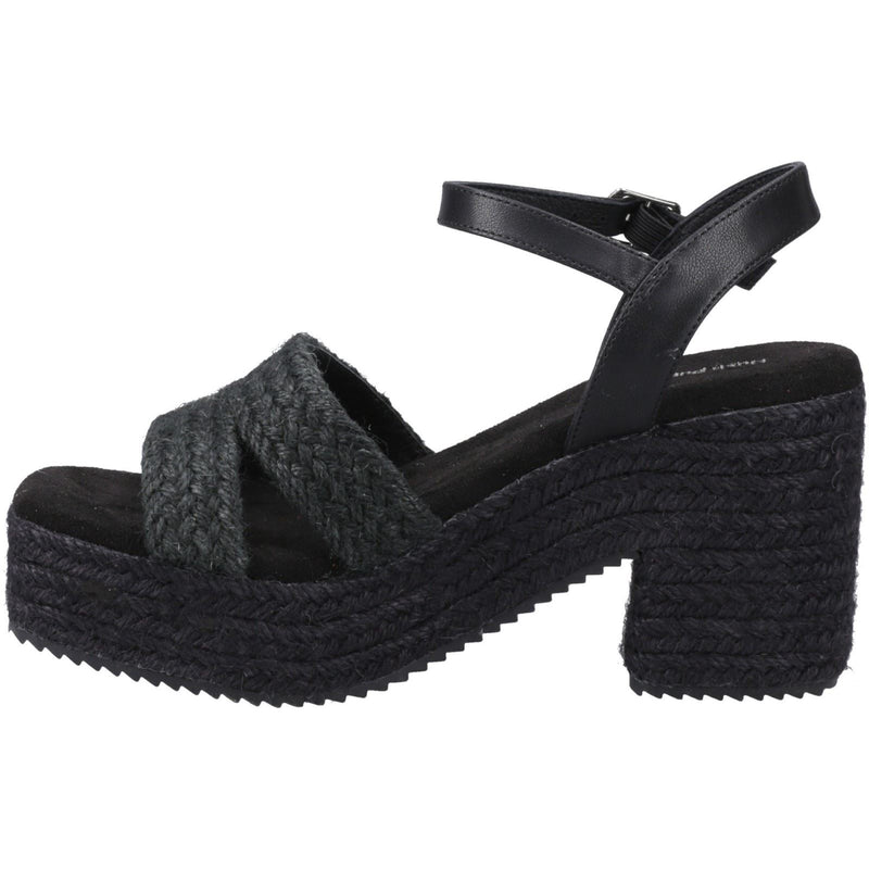 Hush Puppies Jamelia Espadrille Heel Textile Women's Black Sandals